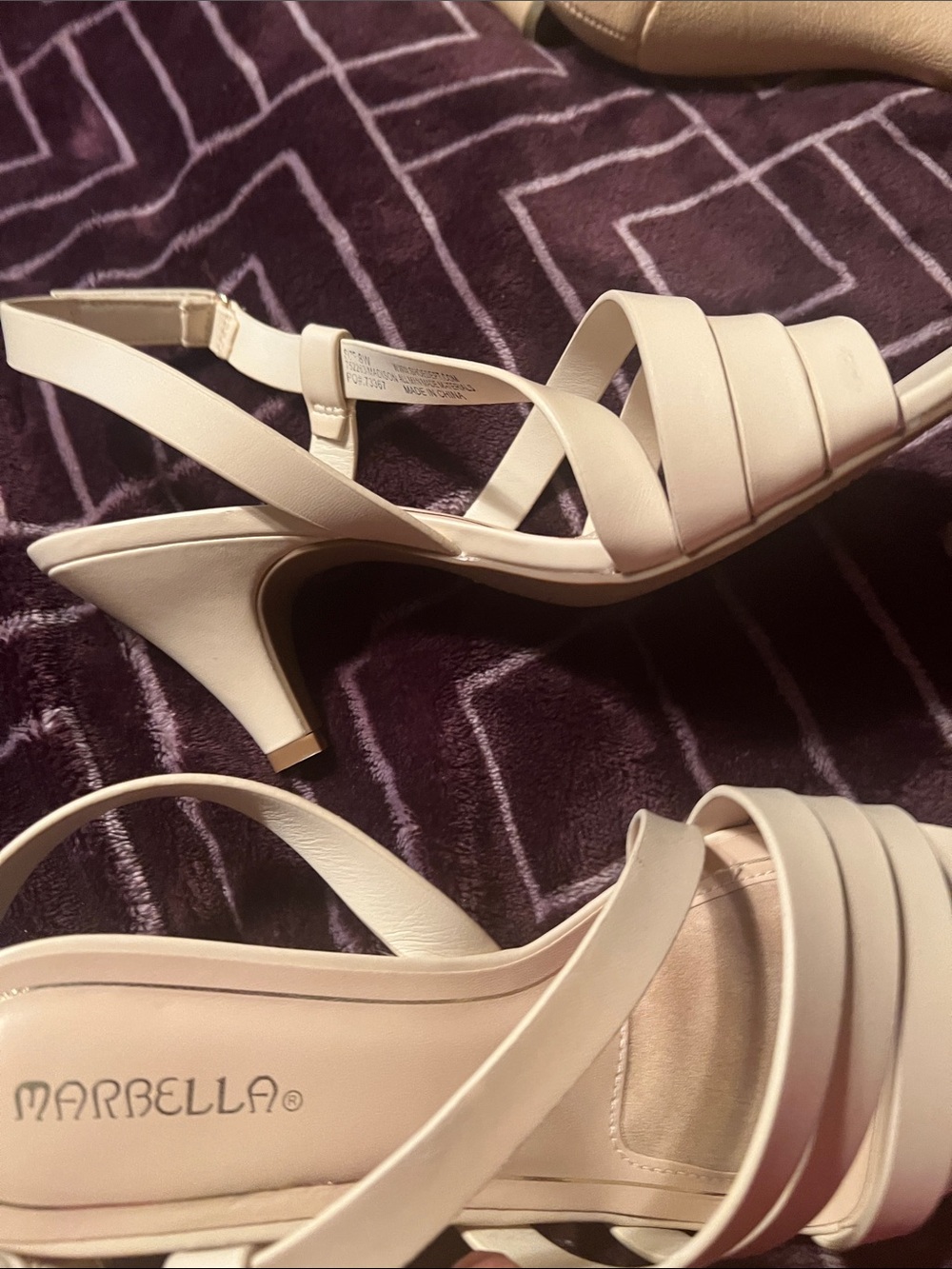 MARELLA Cream Strappy Slingback Mid-Heels